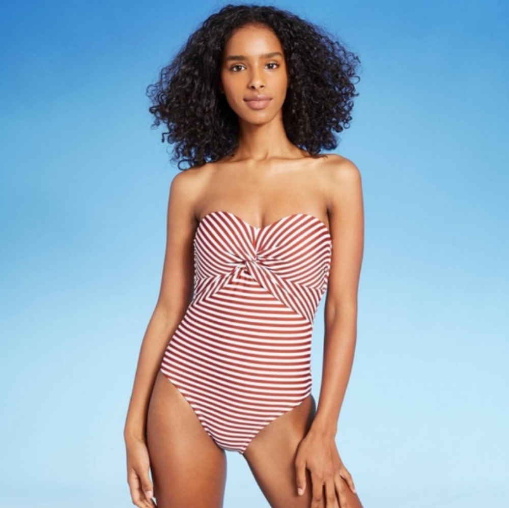 Kona Sol One Piece Striped Twist  Swim Suit Size Medium - Picture 12 of 12